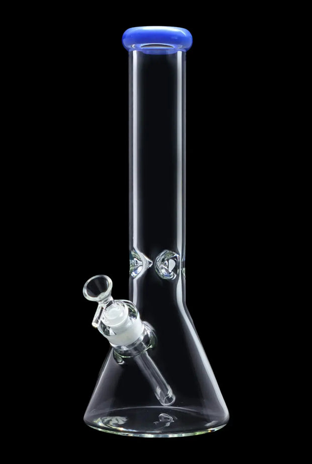 Beaker with Colour Mouthpiece & Ice Pinch Water Pipe  - Blue Jade - 14 in.
