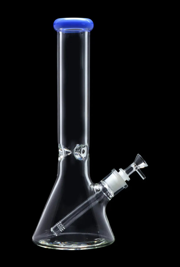 Beaker with Colour Mouthpiece & Ice Pinch Water Pipe  - Blue Jade - 14 in.