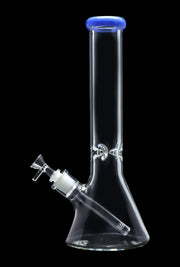 Beaker with Colour Mouthpiece & Ice Pinch Water Pipe  - Blue Jade - 14 in.