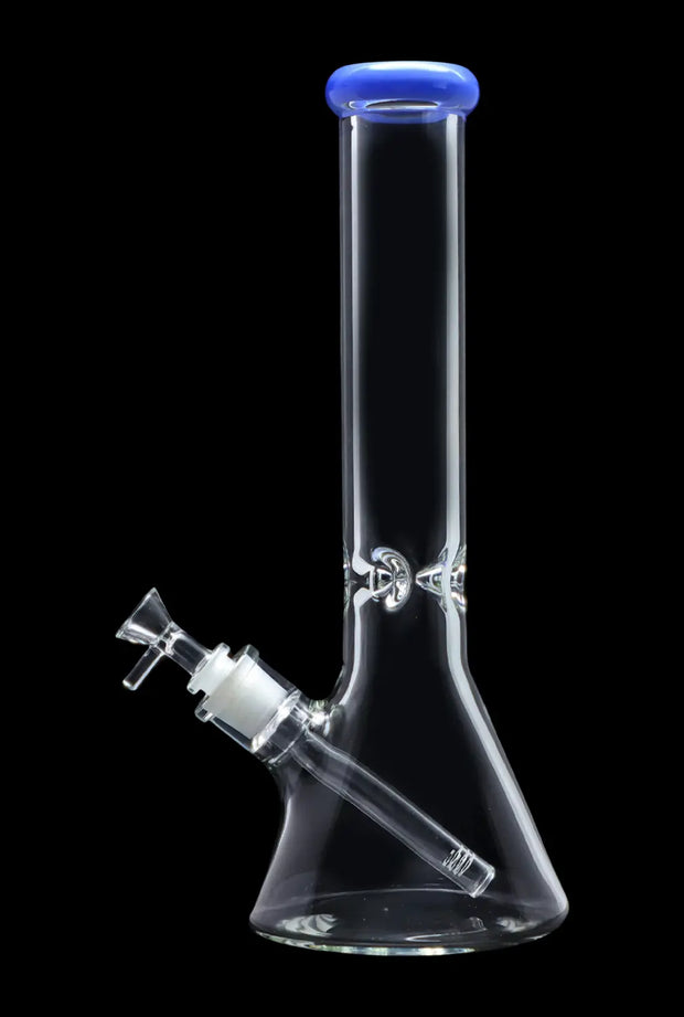 Beaker with Colour Mouthpiece & Ice Pinch Water Pipe  - Blue Jade - 14 in.