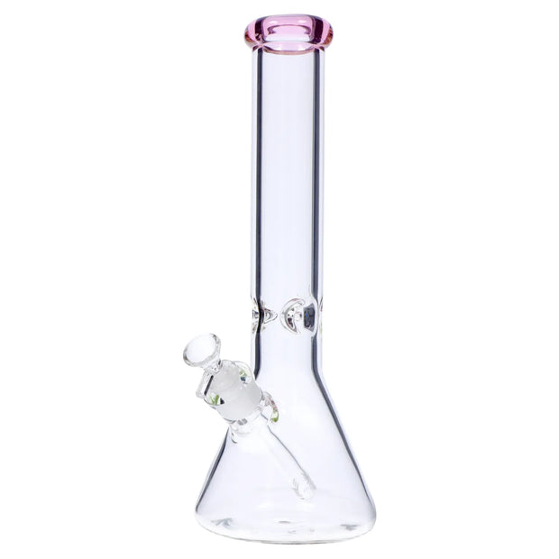 Beaker with Colour Mouthpiece & Ice Pinch Water Pipe  - Pink - 14 in.