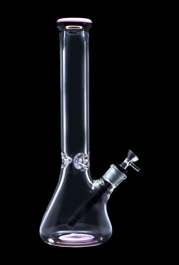 Beaker with Colour Mouthpiece & Ice Pinch Water Pipe  - Pink - 14 in.