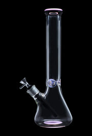 Beaker with Colour Mouthpiece & Ice Pinch Water Pipe  - Pink - 14 in.