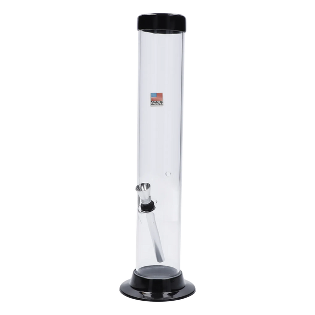 JM Plastics Large Straight Tube with Carb Hole Acrylic Water Pipe - 12 in.