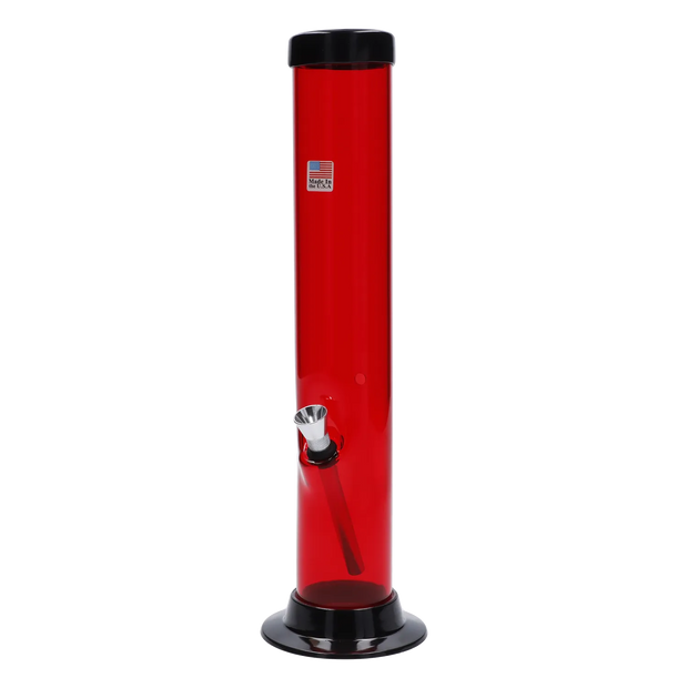 JM Plastics Large Straight Tube with Carb Hole Acrylic Water Pipe - 12 in.