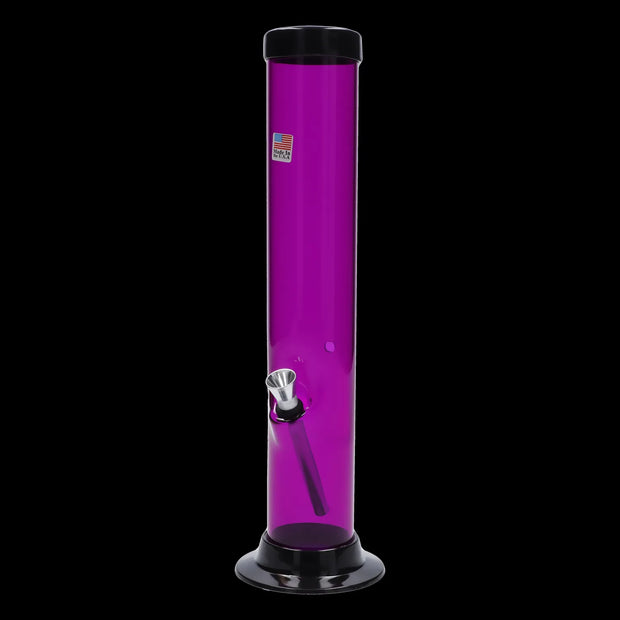 JM Plastics Large Straight Tube with Carb Hole Acrylic Water Pipe - 12 in.