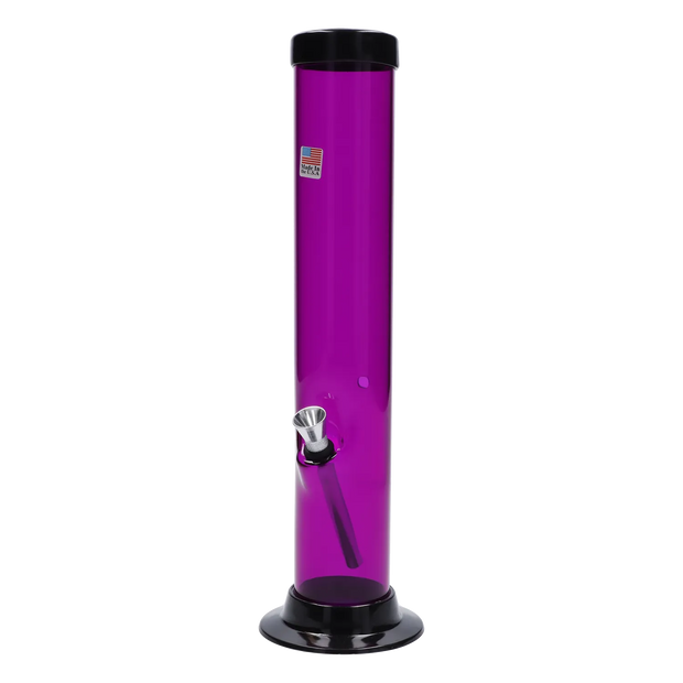 JM Plastics Large Straight Tube with Carb Hole Acrylic Water Pipe - 12 in.
