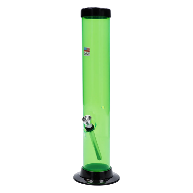 JM Plastics Large Straight Tube with Carb Hole Acrylic Water Pipe - 12 in.
