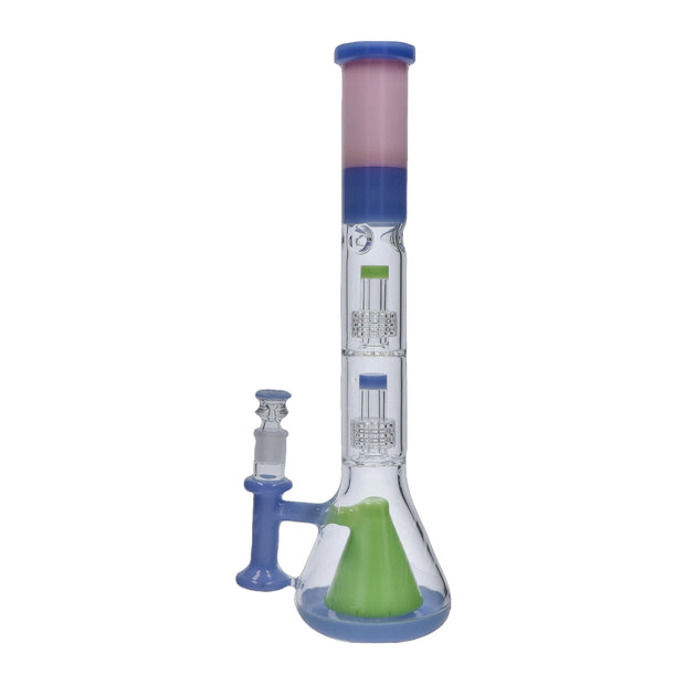 Retro Pastel Beaker with Dual Tree & Pyramid Perc Water Pipe - 19.7 in.