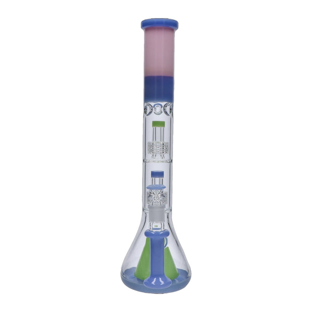 Retro Pastel Beaker with Dual Tree & Pyramid Perc Water Pipe - 19.7 in.