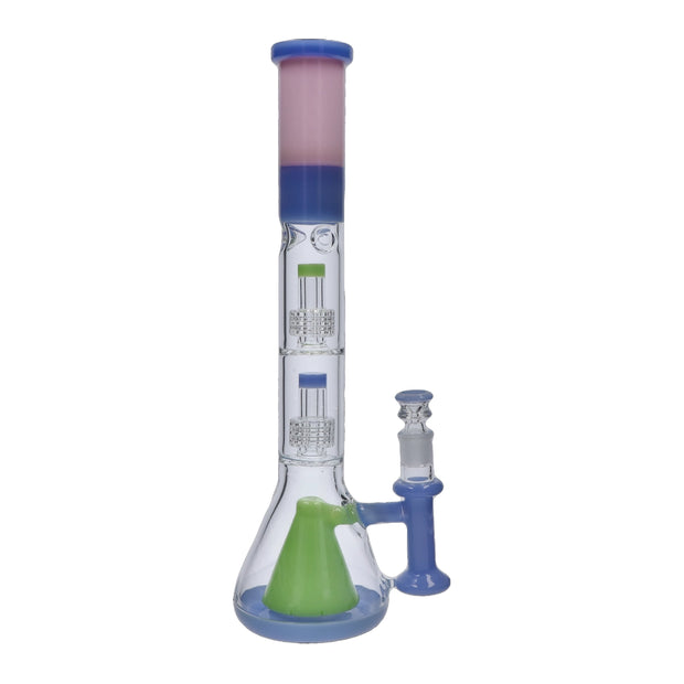 Retro Pastel Beaker with Dual Tree & Pyramid Perc Water Pipe - 19.7 in.