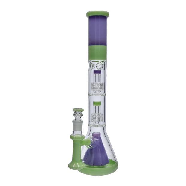 Retro Pastel Beaker with Dual Tree & Pyramid Perc Water Pipe - Milky Green - 19.7 in.