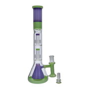 Retro Pastel Beaker with Dual Tree & Pyramid Perc Water Pipe - Milky Green - 19.7 in.