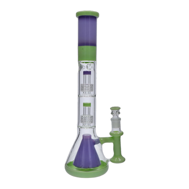 Retro Pastel Beaker with Dual Tree & Pyramid Perc Water Pipe - Milky Green - 19.7 in.