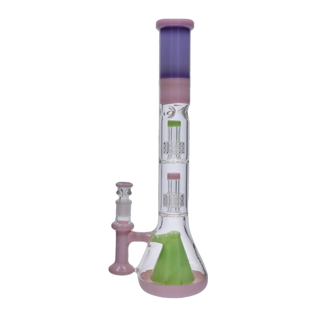 Retro Pastel Beaker with Dual Tree & Pyramid Perc Water Pipe - 19.7 in.