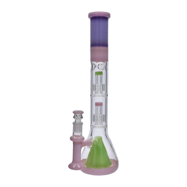 Retro Pastel Beaker with Dual Tree & Pyramid Perc Water Pipe - 19.7 in.