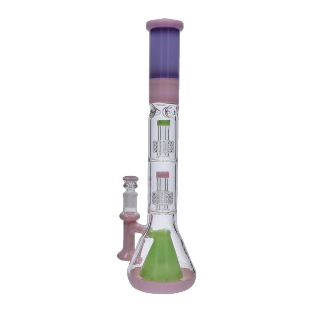 Retro Pastel Beaker with Dual Tree & Pyramid Perc Water Pipe - 19.7 in.