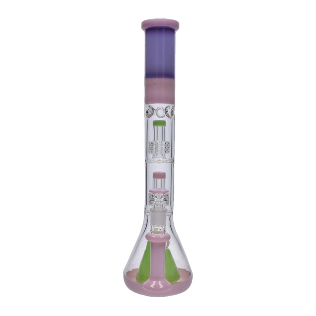 Retro Pastel Beaker with Dual Tree & Pyramid Perc Water Pipe - 19.7 in.