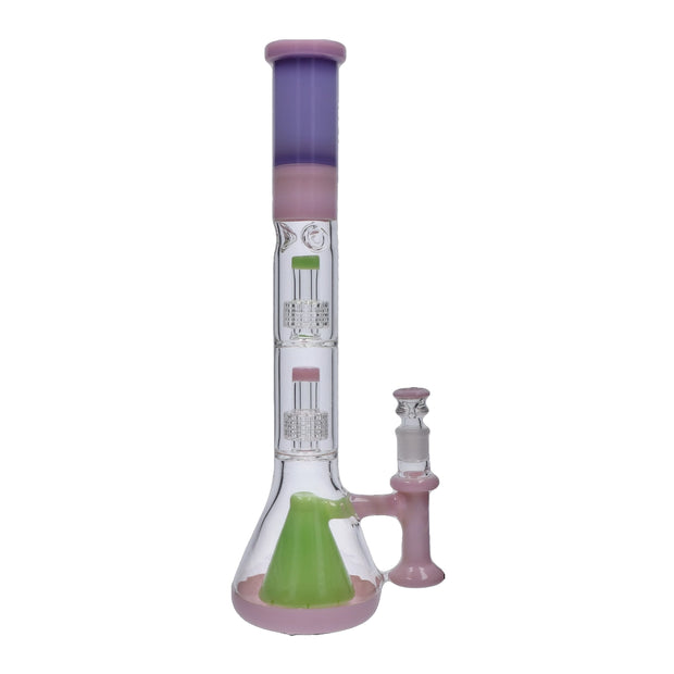 Retro Pastel Beaker with Dual Tree & Pyramid Perc Water Pipe - 19.7 in.