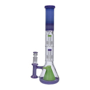 Retro Pastel Beaker with Dual Tree & Pyramid Perc Water Pipe - Milky Purple - 19.7 in.