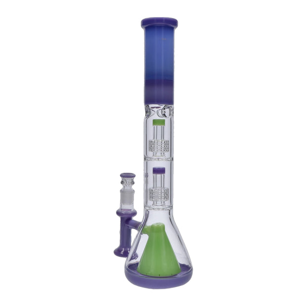 Retro Pastel Beaker with Dual Tree & Pyramid Perc Water Pipe - Milky Purple - 19.7 in.