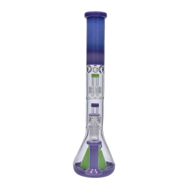 Retro Pastel Beaker with Dual Tree & Pyramid Perc Water Pipe - 19.7 in.