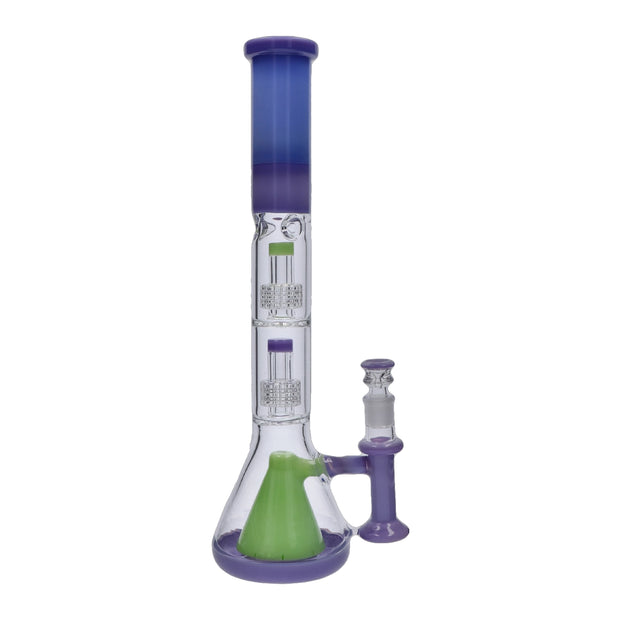 Retro Pastel Beaker with Dual Tree & Pyramid Perc Water Pipe - 19.7 in.
