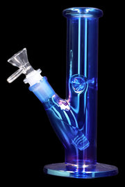 Neon Straight Tube with Ice Pinch Water Pipe