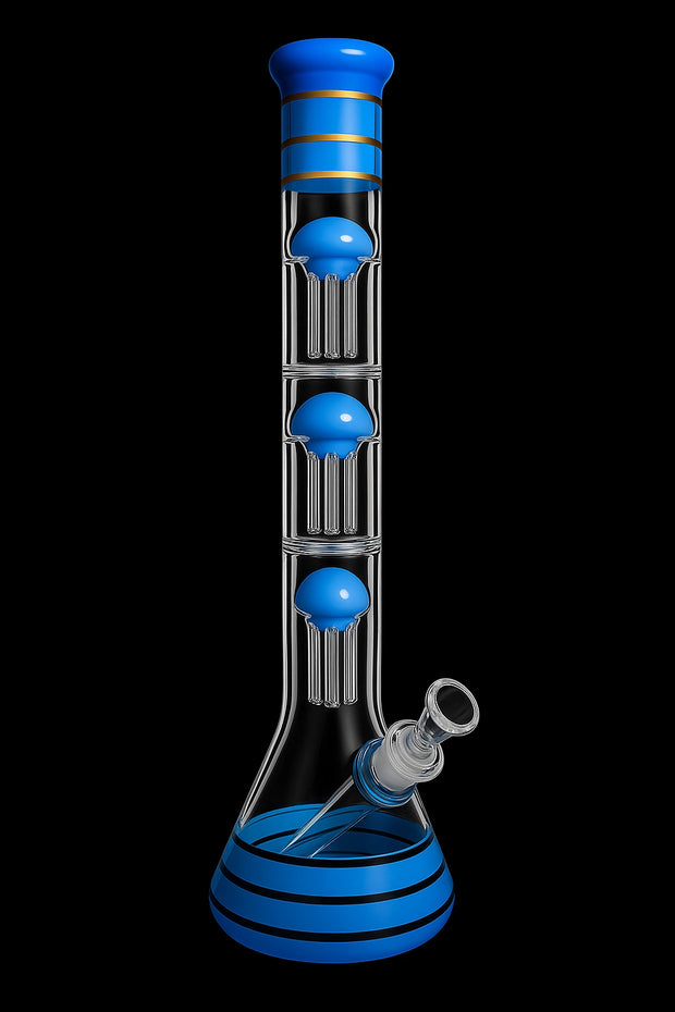 Valiant Triple Chamber Mushroom Perc Beaker Water Pipe - 22 in.