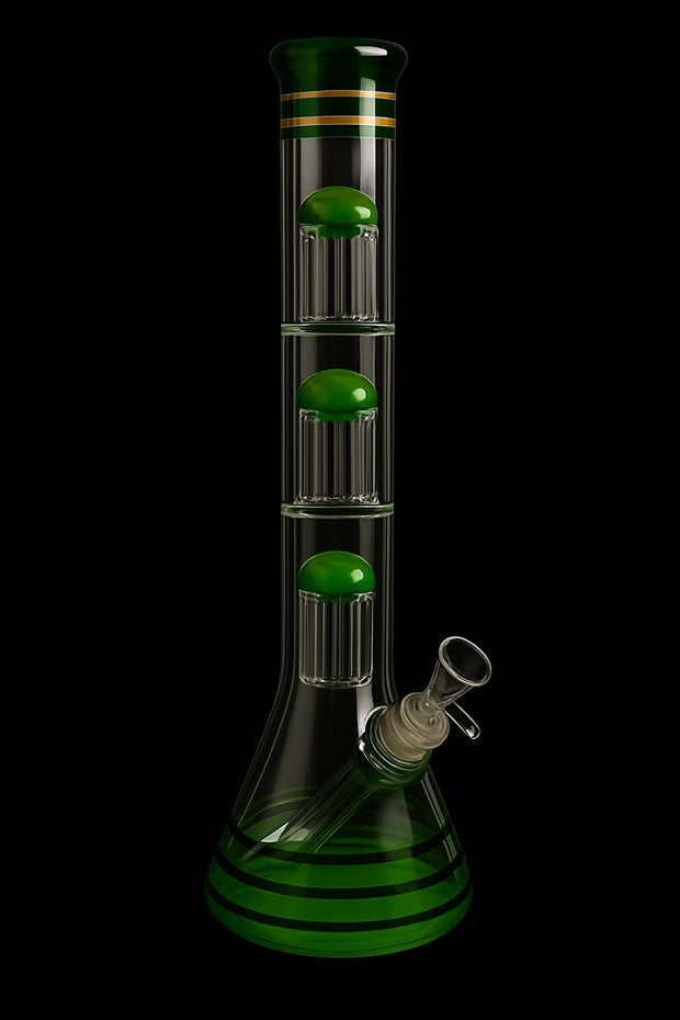 Valiant Triple Chamber Mushroom Perc Beaker Water Pipe - 22 in.