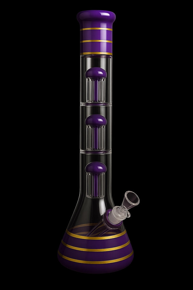 Valiant Triple Chamber Mushroom Perc Beaker Water Pipe - 22 in.