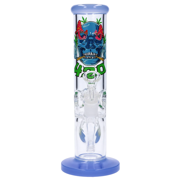 420 Skull Water Pipe with Honeycomb Perc - 10 in