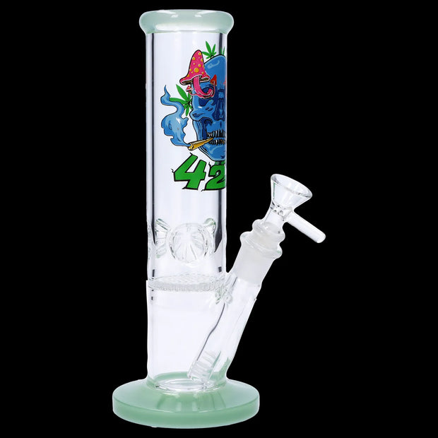 420 Skull Water Pipe with Honeycomb Perc - 10 in
