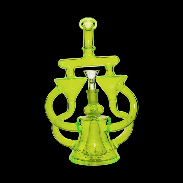 Neon Double Recycler with Pyramid Percolator Water Pipe