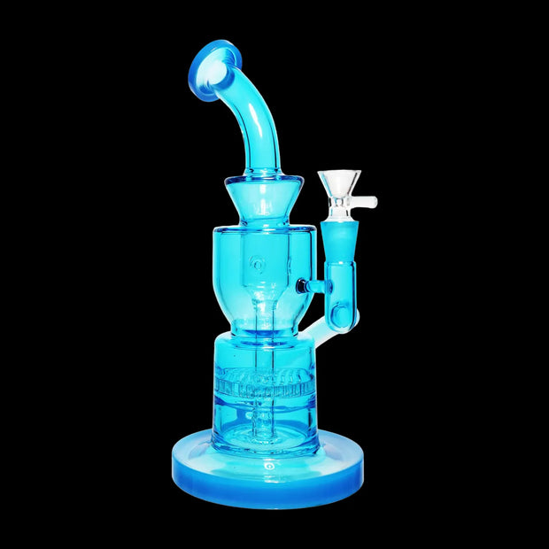 Neon Beaker with Showerhead Percolator and Thick Base Water Pipe