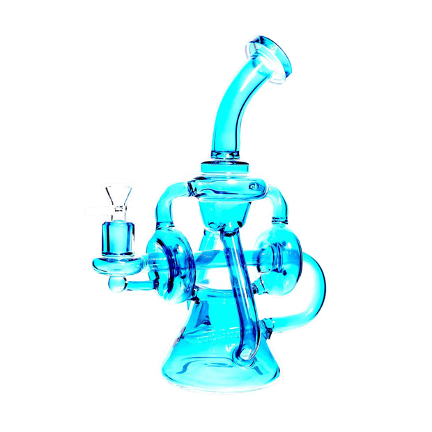 Neon Recycler with Inline Percolator and Bent Neck Water Pipe