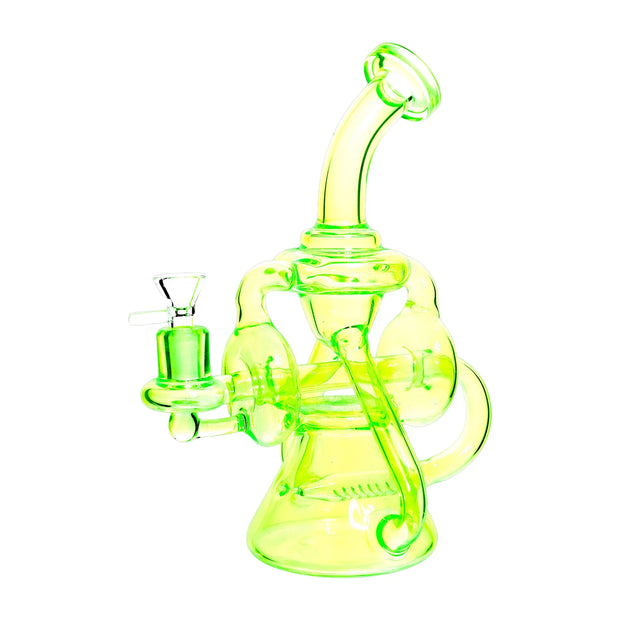 Neon Recycler with Inline Percolator and Bent Neck Water Pipe
