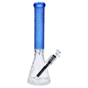 Patterned Printed w/ Coloured Tube Beaker -  Milky Blue - 14 in.