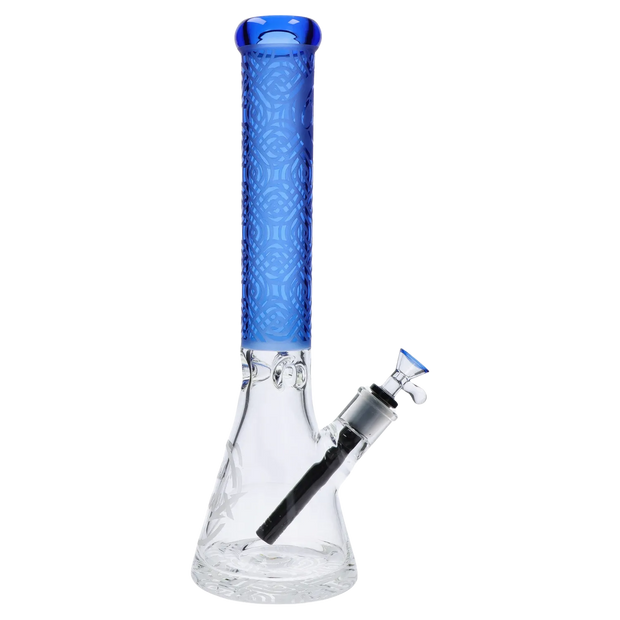 Patterned Printed w/ Coloured Tube Beaker -  Milky Blue - 14 in.