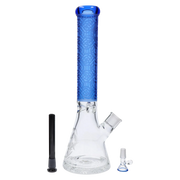 Patterned Printed w/ Coloured Tube Beaker -  Milky Blue - 14 in.