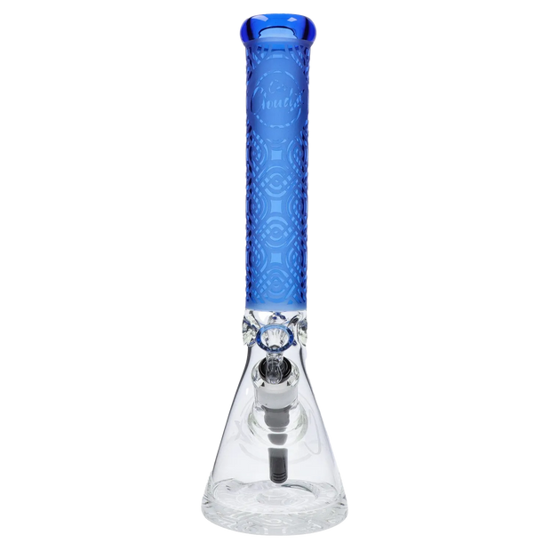 Patterned Printed w/ Coloured Tube Beaker -  Milky Blue - 14 in.