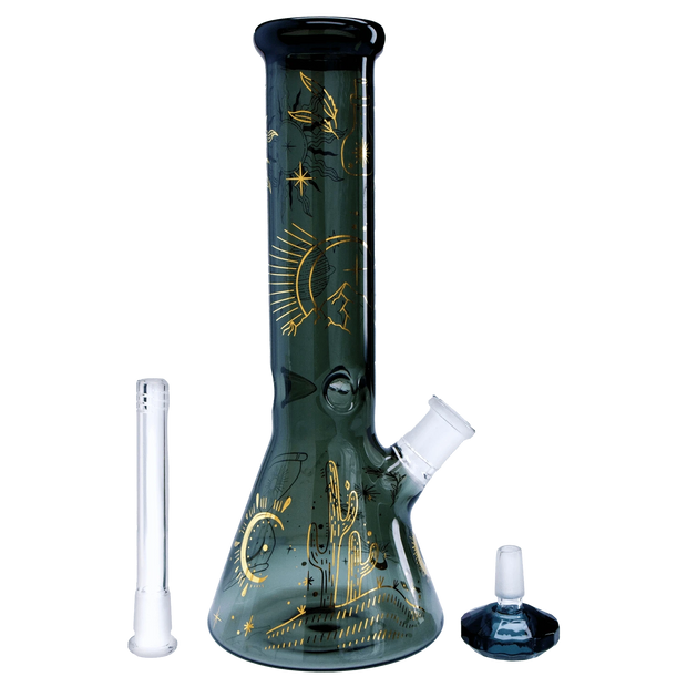 "Famous Design- Astral Power Beaker Water Pipe -Transparent Black-12in"