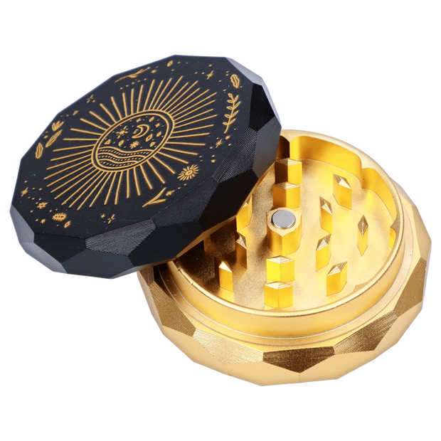 "Famous Design -  Astral Power Aluminum 2 stage Grinder -Black and Gold"