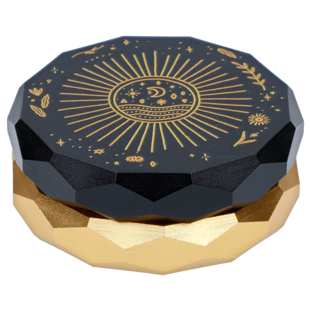 "Famous Design -  Astral Power Aluminum 2 stage Grinder -Black and Gold"