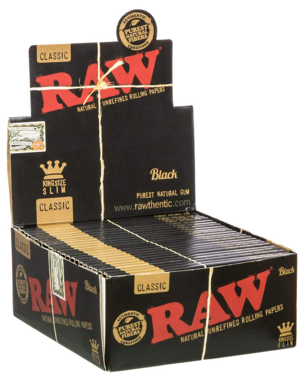 RAW Black King Size Slim Rolling Papers 50 Box