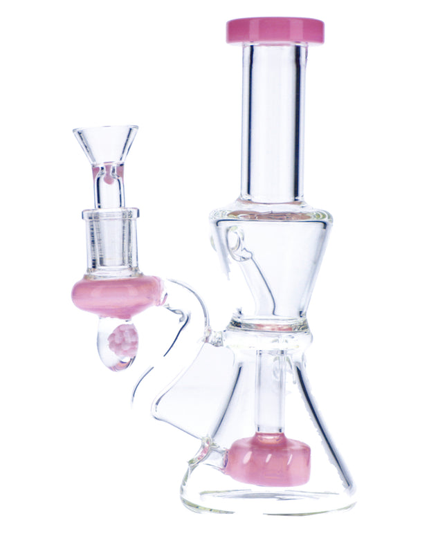 Water Pipe w/Bowl & Quartz-Milky Pink-7in(RCL-S-013MP)