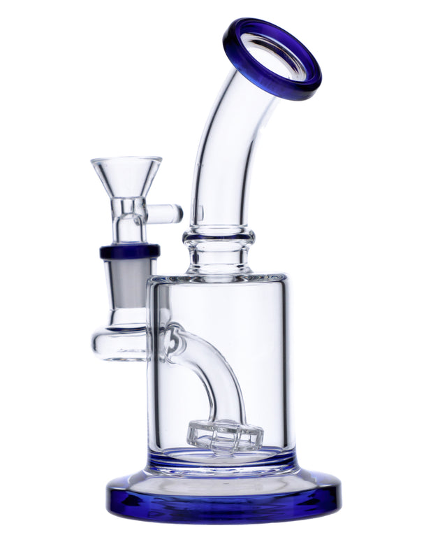 Bent Neck Water Pipe w/Matrix Perc-Blue-6 in