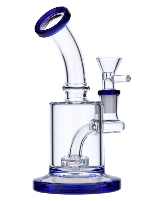 Bent Neck Water Pipe w/Matrix Perc-Blue-6 in