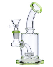 Bent Neck Water Pipe w/Matrix Perc-Bright Green-6 in