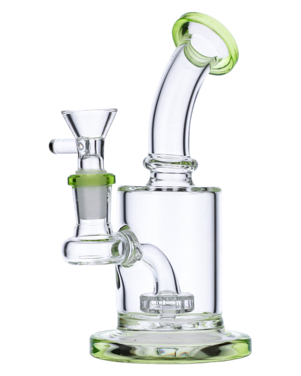 Bent Neck Water Pipe w/Matrix Perc-Bright Green-6 in